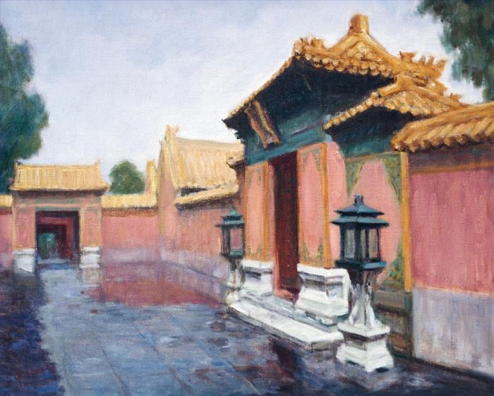 Huang Shaoqiang Ölgemälde - Nach Rainning im Kaiserpalast