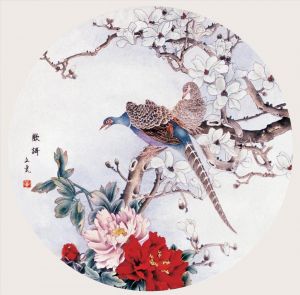 zeitgenössische kunst von Huang Wenli - Neujahrskarte Pfingstrose