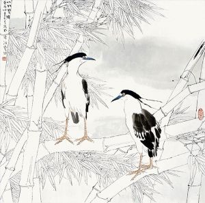 zeitgenössische kunst von Jia Baomin - Gemälde von Blumen und Vögeln im traditionellen chinesischen Stil 2