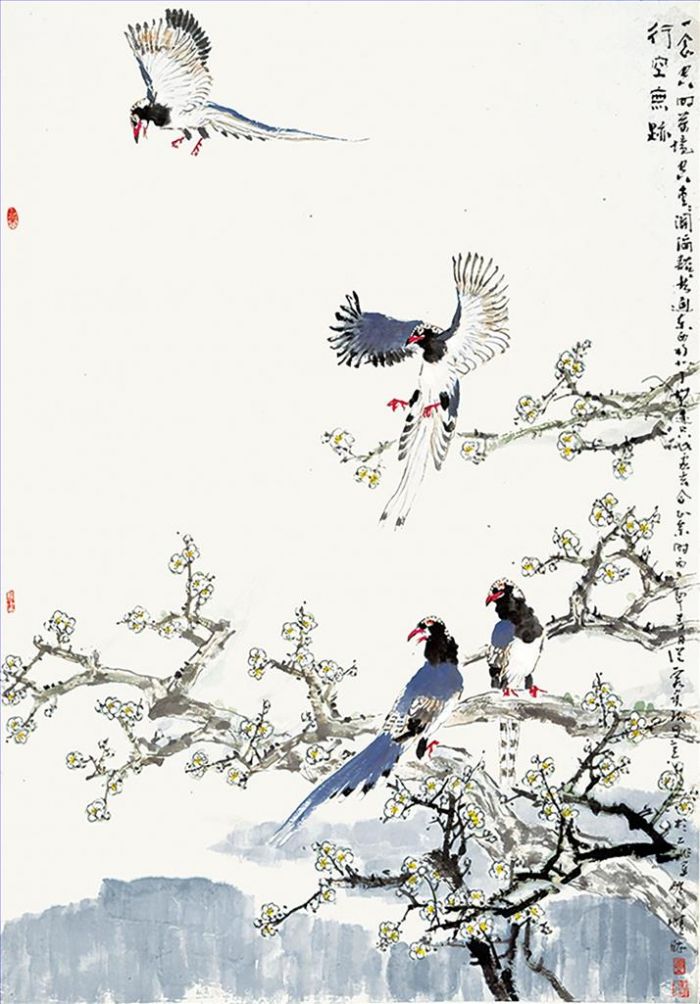 Jia Baomin Chinesische Kunst - Gemälde von Blumen und Vögeln im traditionellen chinesischen Stil 5