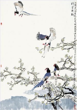 zeitgenössische kunst von Jia Baomin - Gemälde von Blumen und Vögeln im traditionellen chinesischen Stil 5