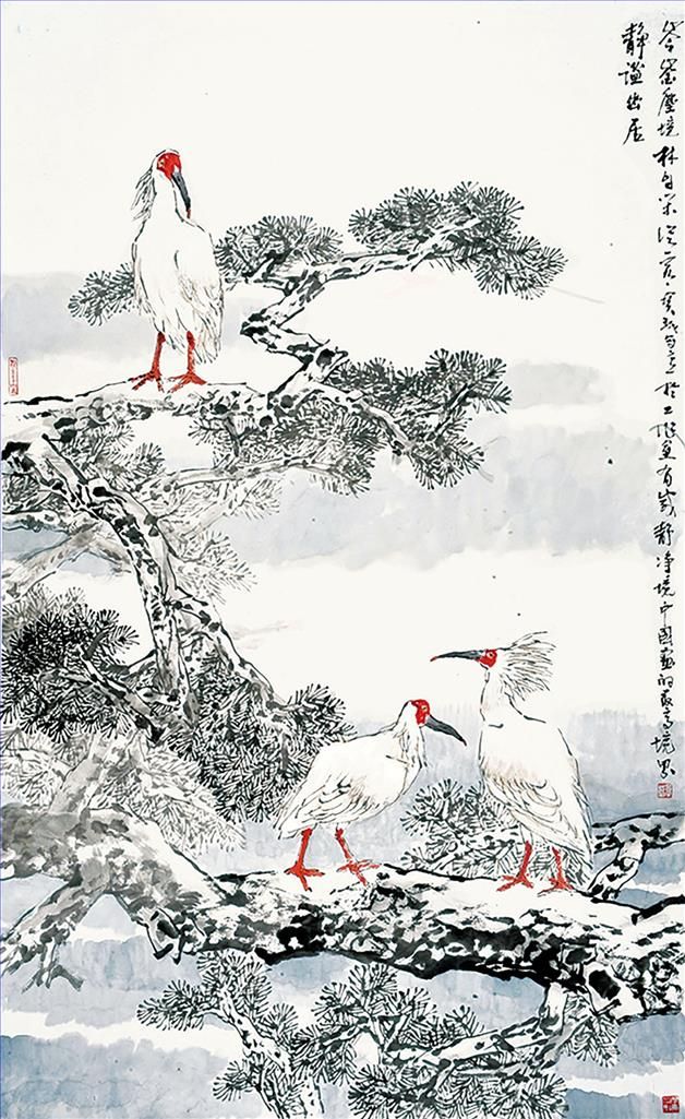 Jia Baomin Chinesische Kunst - Gemälde von Blumen und Vögeln im traditionellen chinesischen Stil 6