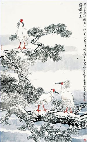 Werk Gemälde von Blumen und Vögeln im traditionellen chinesischen Stil 6