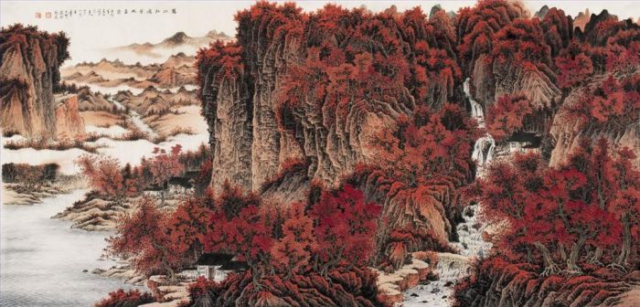Jia Guoying Chinesische Kunst - Rot überall in den Bergen