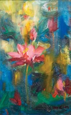 Zeitgenössische Ölmalerei - Heiliger Lotus