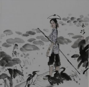zeitgenössische kunst von Li Fengshan - Mädchen aus einer Fischerfamilie