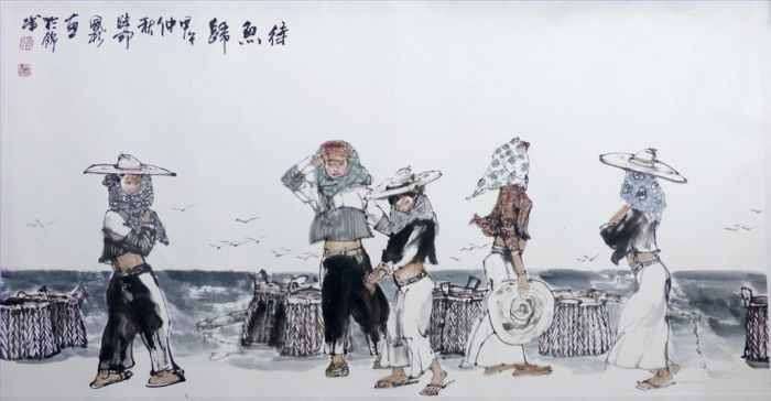 Li Fengshan Chinesische Kunst - Warten auf die Fischerboote