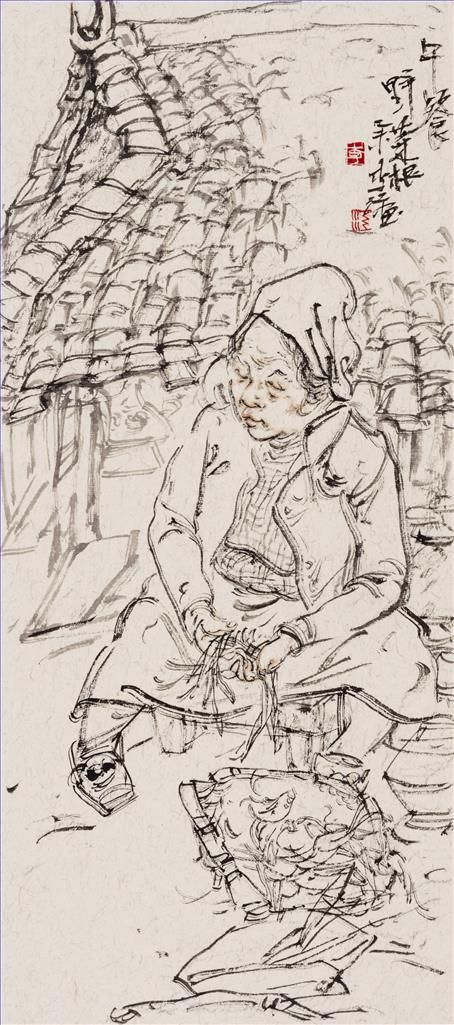 Li Jiang Chinesische Kunst - Das tägliche Leben von Dai Pelple Lunch Potherb