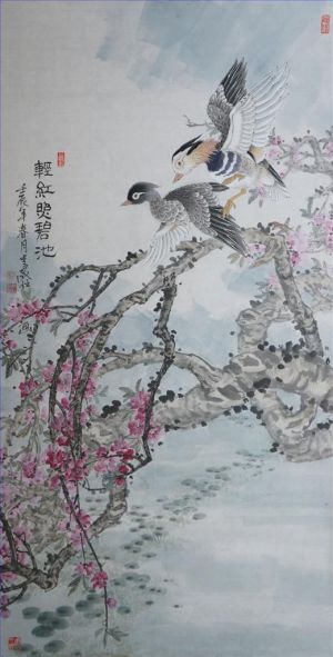 zeitgenössische kunst von Li Jingshi - Gemälde von Blumen und Vögeln im traditionellen chinesischen Stil