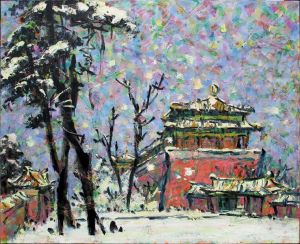 Zeitgenössische Ölmalerei - Schnee in Peking