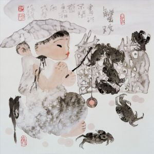 zeitgenössische kunst von Liang Peilong - Spielen Sie mit Krabben