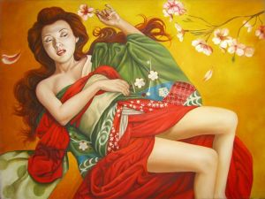 Zeitgenössische Ölmalerei - Pfirsichblüte