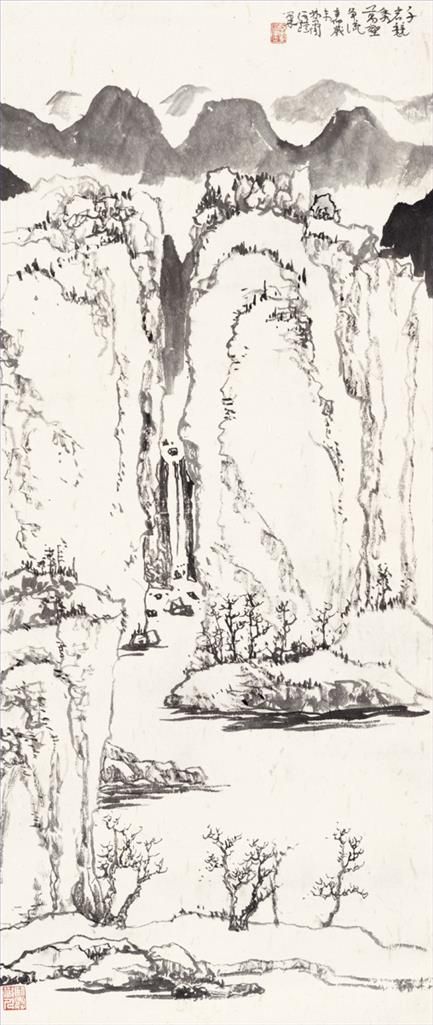 Lin Haizhong Chinesische Kunst - Berge über Bergen