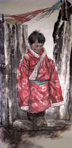 zeitgenössische kunst von Liu Shaoning - Ein tibetisches Kind