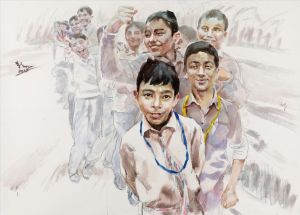 zeitgenössische kunst von Liu Xinsheng - Indischer Junge