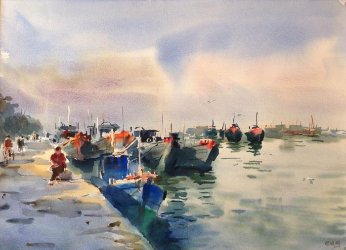 Lu Xiaohan Chinesische Kunst - Qianjiang Wharf in Nanao