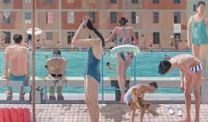 zeitgenössische kunst von Ma Xiaoteng - Das Schwimmbad vor der röhrenförmigen Wohnung