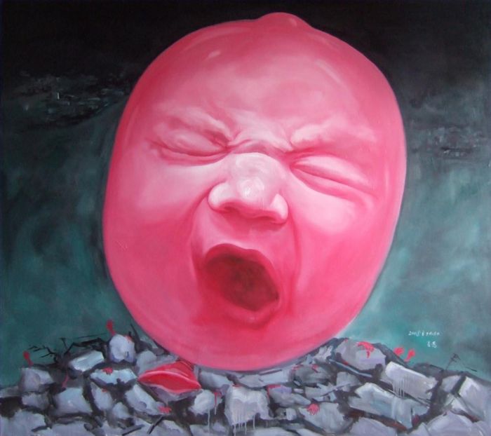 Qian Ruoyu Ölgemälde - Schwebender Ballon