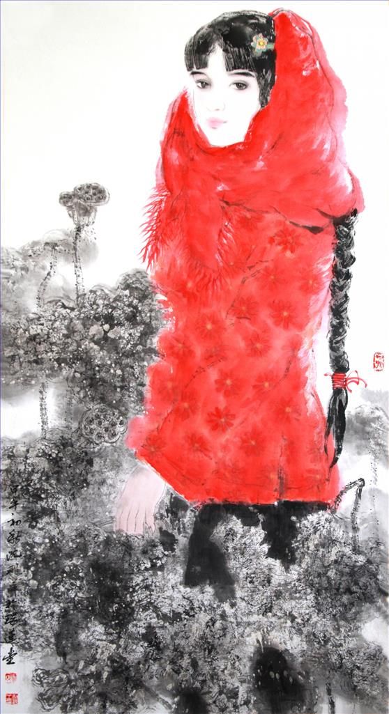 Shen Liping Chinesische Kunst - Ein Mädchen namens Qiuxiang