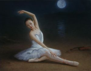Zeitgenössische Ölmalerei - Einsames Ballett