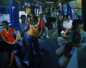 Zeitgenössische Ölmalerei - Illusion im Bus 2007