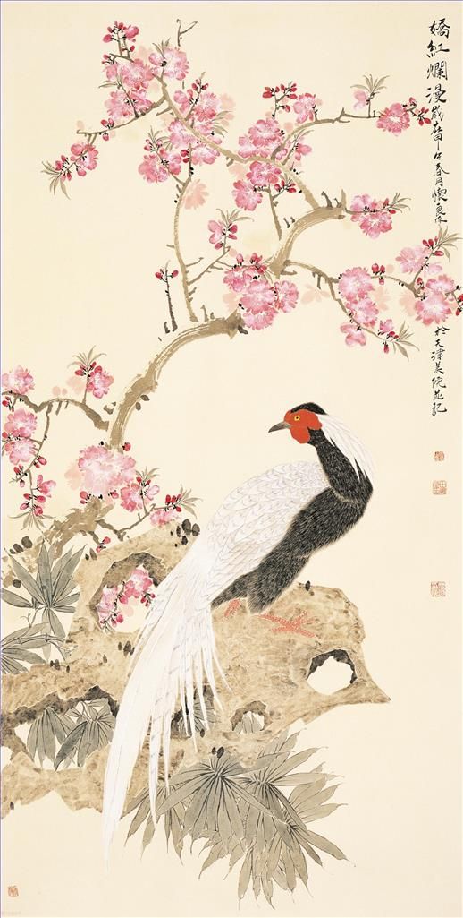 Tian Huailiang Chinesische Kunst - Gemälde von Blumen und Vögeln im traditionellen chinesischen Stil 2