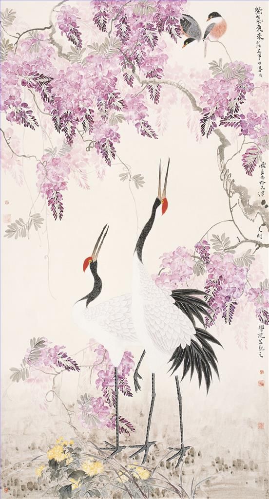 Tian Huailiang Chinesische Kunst - Gemälde von Blumen und Vögeln im traditionellen chinesischen Stil 7