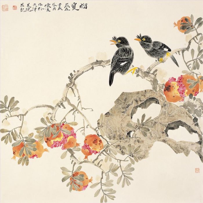 Tian Huailiang Chinesische Kunst - Gemälde von Blumen und Vögeln im traditionellen chinesischen Stil 8
