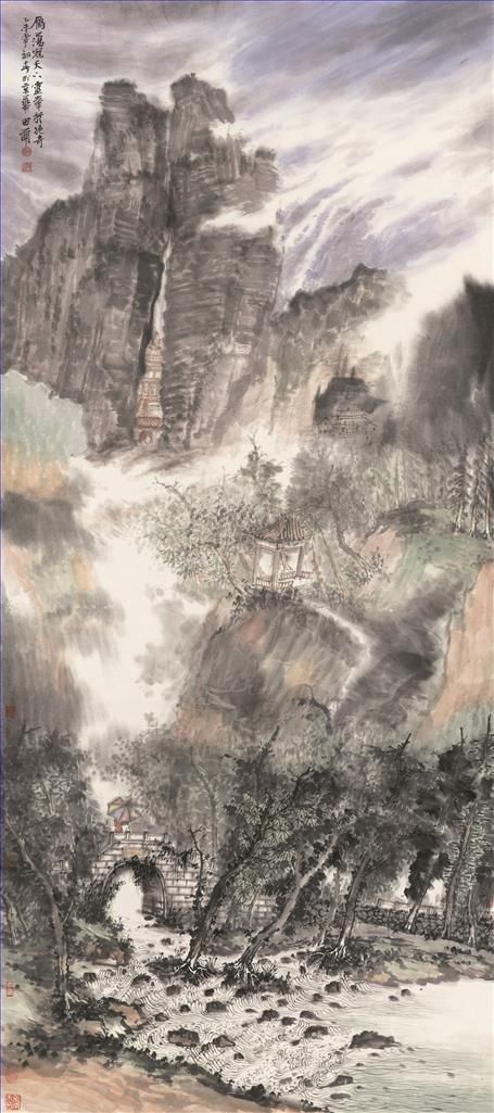 Tian Meng Chinesische Kunst - Heiliger Gipfel im Yandangshan-Gebirge