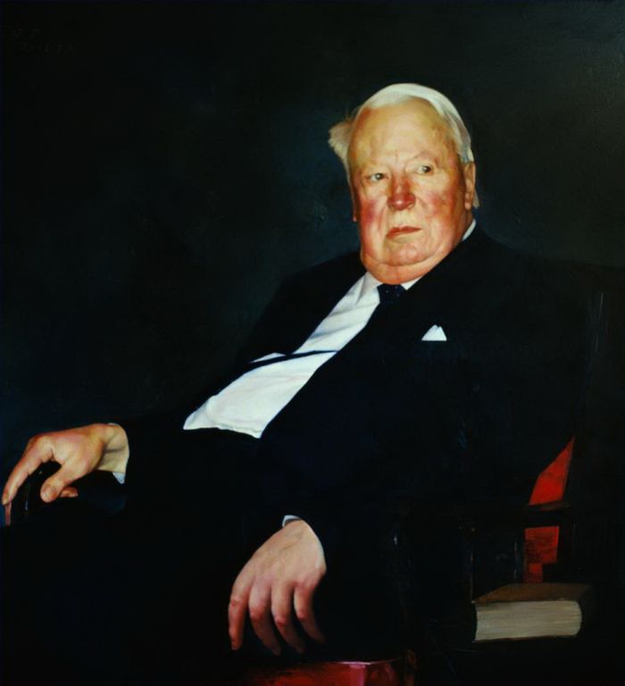 Wang Mingyue Ölgemälde - Ein Porträt des verstorbenen britischen Premierministers Sir Edward Heath