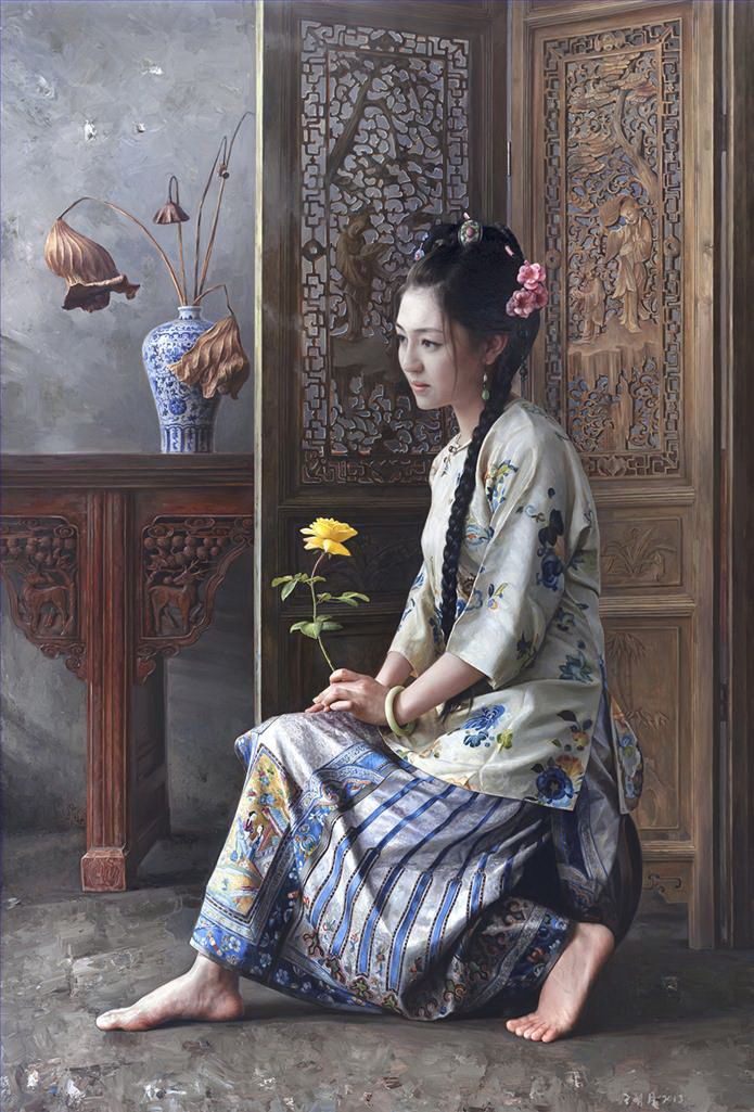 Wang Mingyue Ölgemälde - Die Hoffnung auf eine Schönheit