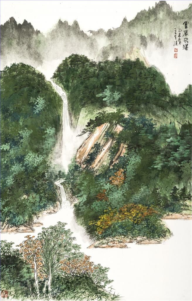 Wang Shitao Chinesische Kunst - Wasserfall