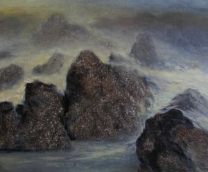 Zeitgenössische Ölmalerei - Grauer Berg