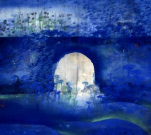 zeitgenössische kunst von Wang Zuojun - Mondlicht durch die Tür