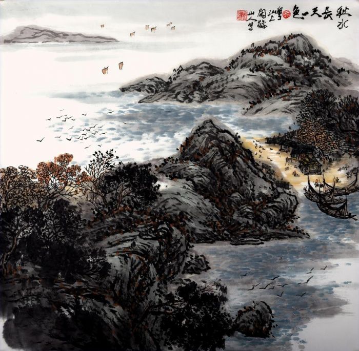 Wu Yingqun Chinesische Kunst - Autumn River und The Sky