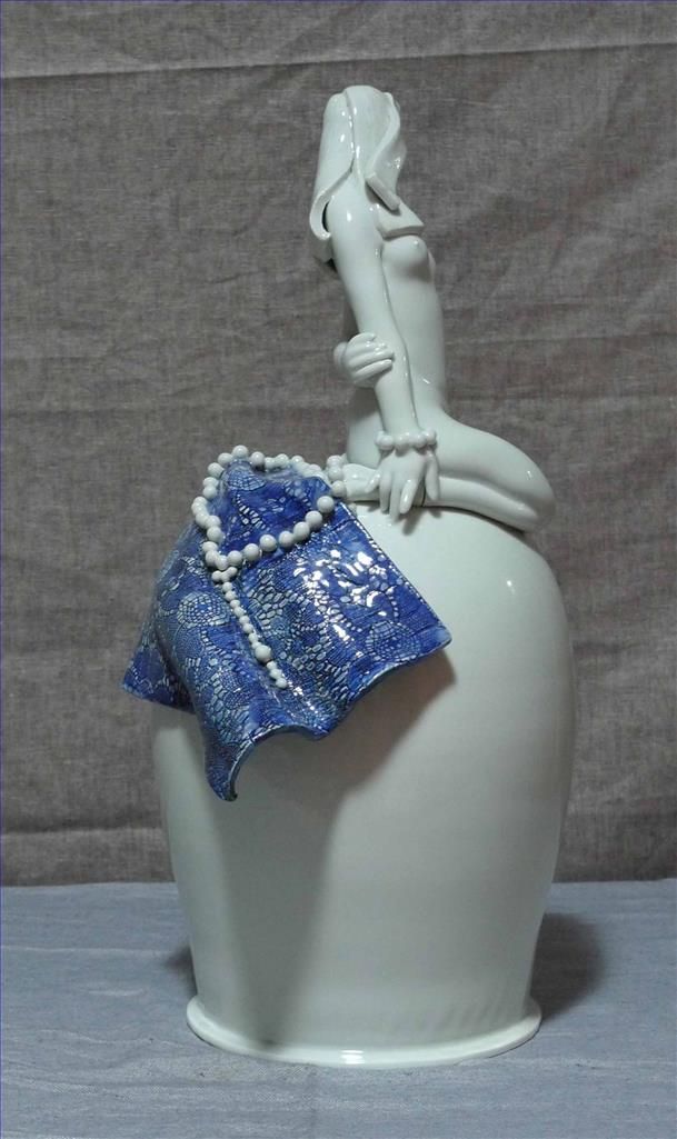 Xiao Xiaoqiu Bildhauerei - Blaue und weiße Buddha-Perlen aus Porzellan