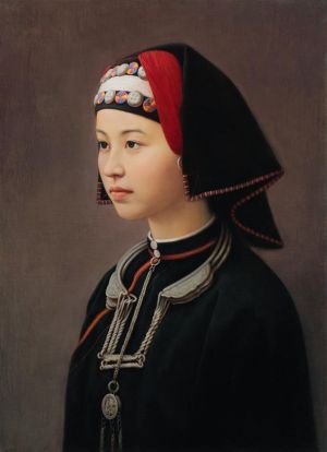 Zeitgenössische Ölmalerei - Eine Jungfrau der Yao-Nationalität