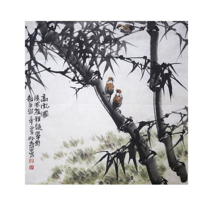 Xing Shu’an Chinesische Kunst - Bambus und Spatz 2