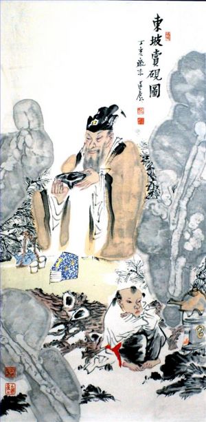zeitgenössische kunst von Xu Jiankang - Su Dongpo schätzt den Tintenstein