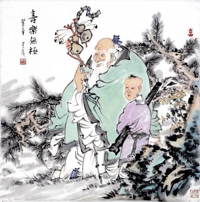 Xu Jiankang Chinesische Kunst - Langes Leben und Glück