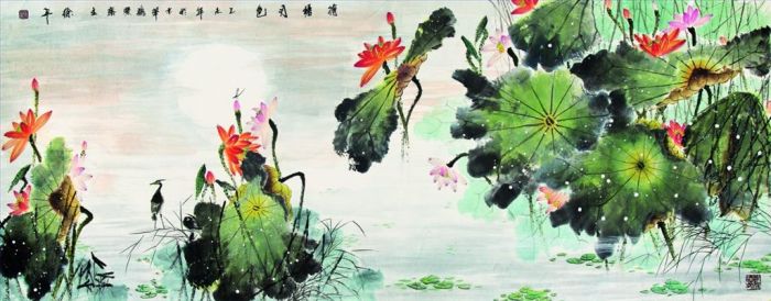 Xu Ping Chinesische Kunst - Mondlicht über Lotusteich