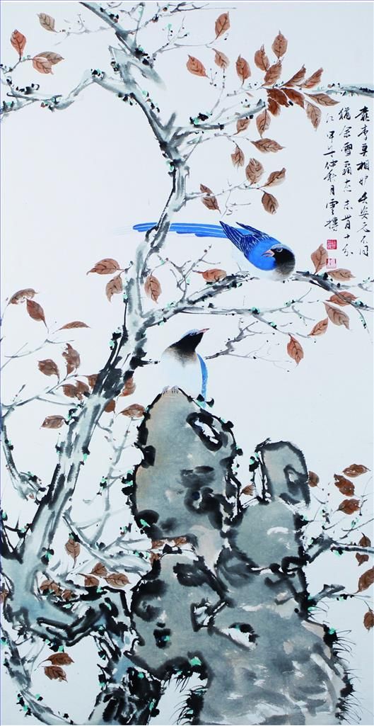 Xu Zhenfei Chinesische Kunst - Gemälde von Blumen und Vögeln im traditionellen chinesischen Stil 3