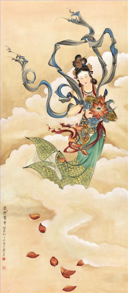 Xu Zisong Chinesische Kunst - Die himmlischen Maid-Streublüten