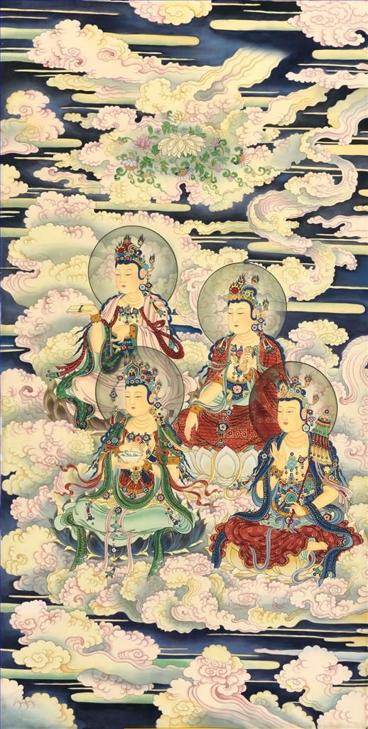Xu Zisong Chinesische Kunst - Vier Bodhisattvas