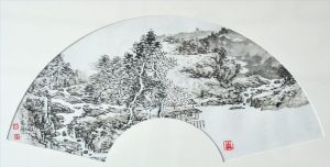 zeitgenössische kunst von Xue Ximei - Landschaftsfächer