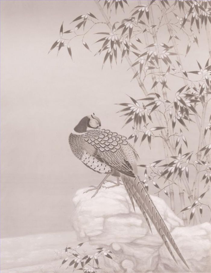 Yang Liqi Chinesische Kunst - Bambus im Schnee