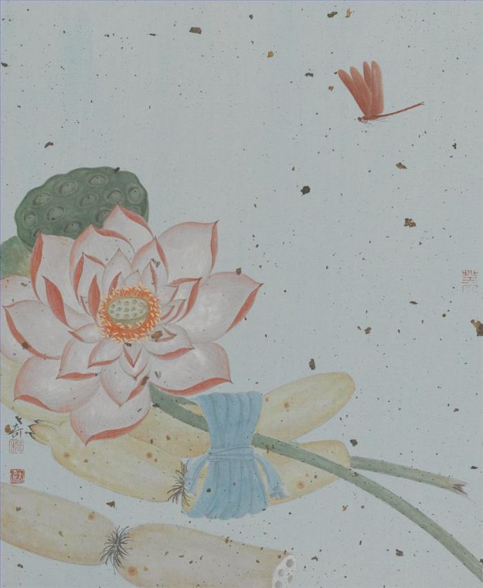 Yang Liqi Chinesische Kunst - Gemälde von Blumen und Vögeln im traditionellen chinesischen Stil