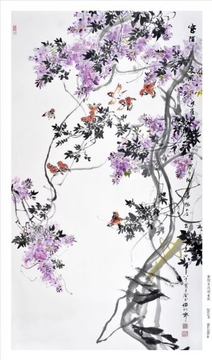 zeitgenössische kunst von Yang Ruji - Gemälde von Blumen und Vögeln im traditionellen chinesischen Stil 2