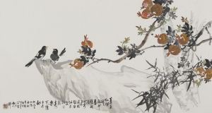 zeitgenössische kunst von Yang Ruji - Gemälde von Blumen und Vögeln im traditionellen chinesischen Stil