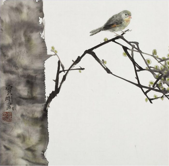 Zeng Baogang Chinesische Kunst - Gemälde von Blumen und Vögeln im traditionellen chinesischen Stil
